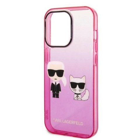 Etui Karl Lagerfeld Gradient Ikonik Karl & Choupette na iPhone 14 Pro 6,1" - różowe Etui Karl Lagerfeld Gradient Ikonik Karl & Choupette na iPhone 14 Pro 6,1" - różowe