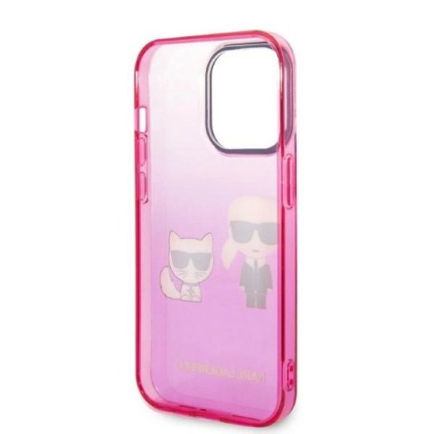 Etui Karl Lagerfeld Gradient Ikonik Karl & Choupette na iPhone 14 Pro 6,1" - różowe Etui Karl Lagerfeld Gradient Ikonik Karl & Choupette na iPhone 14 Pro 6,1" - różowe