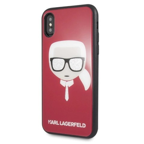 Etui Karl Lagerfeld Iconic Glitter Karl`s Head na iPhone X / Xs - czerwone Etui Karl Lagerfeld Iconic Glitter Karl`s Head na iPhone X / Xs - czerwone