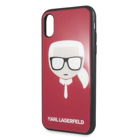 Etui Karl Lagerfeld Iconic Glitter Karl`s Head na iPhone X / Xs - czerwone Etui Karl Lagerfeld Iconic Glitter Karl`s Head na iPhone X / Xs - czerwone