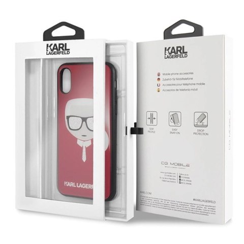 Etui Karl Lagerfeld Iconic Glitter Karl`s Head na iPhone X / Xs - czerwone Etui Karl Lagerfeld Iconic Glitter Karl`s Head na iPhone X / Xs - czerwone