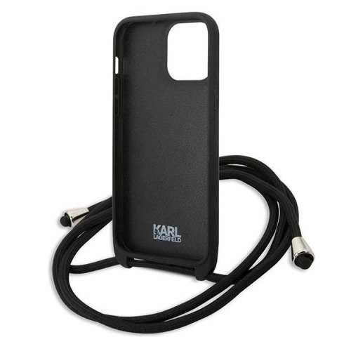 Etui Karl Lagerfeld Leather Monogram Patch and Cord Iconik na iPhone 13 Pro Max 6,7" - czarne