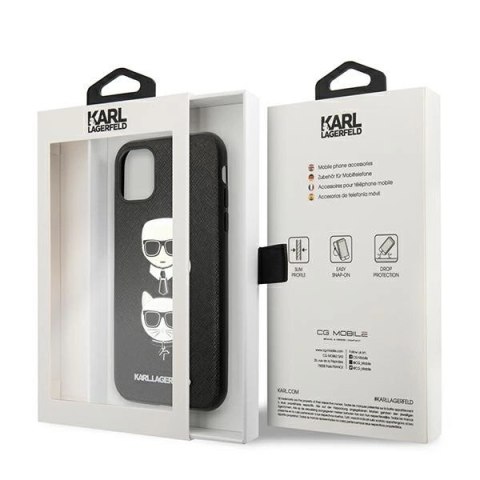 Etui Karl Lagerfeld Saffiano Karl&Choupette Head na iPhone 11 Pro 5,8" - czarne Etui Karl Lagerfeld Saffiano Karl&Choupette Head na iPhone 11 Pro 5,8" - czarne