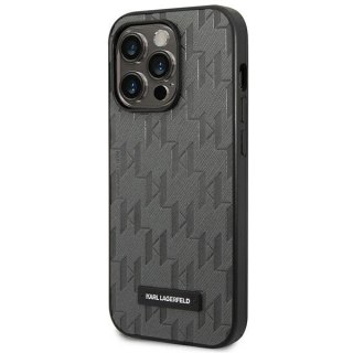 Etui Karl Lagerfeld Saffiano Mono Metal Logo na iPhone 14 Pro Max 6,7" - szare