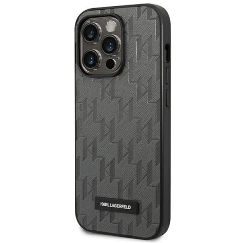 Etui Karl Lagerfeld Saffiano Mono Metal Logo na iPhone 14 Pro Max 6,7" - szare
