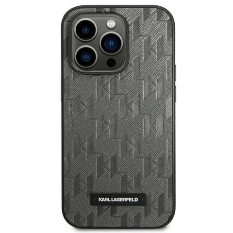Etui Karl Lagerfeld Saffiano Mono Metal Logo na iPhone 14 Pro Max 6,7" - szare
