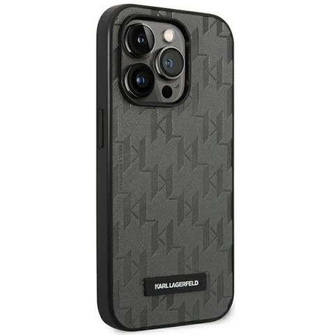 Etui Karl Lagerfeld Saffiano Mono Metal Logo na iPhone 14 Pro Max 6,7" - szare