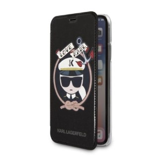 Etui Karl Lagerfeld Signature Glitter na iPhone X / Xs - czarne