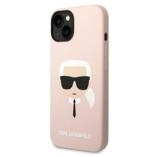 Etui Karl Lagerfeld Silicone Karl`s Head na iPhone 14 / 15 / 13 6,1" - różowe