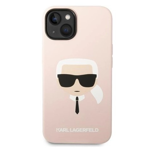 Etui Karl Lagerfeld Silicone Karl`s Head na iPhone 14 / 15 / 13 6,1" - różowe