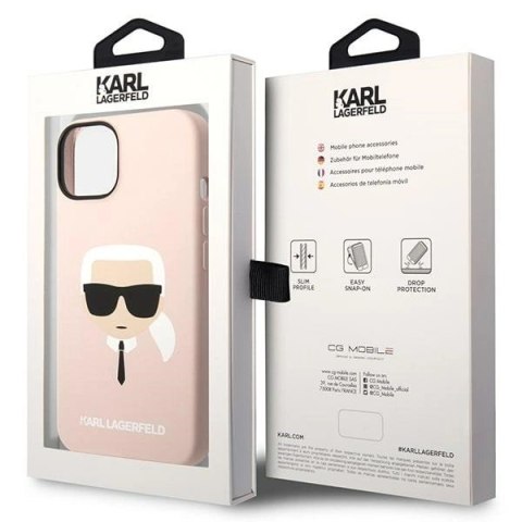 Etui Karl Lagerfeld Silicone Karl`s Head na iPhone 14 / 15 / 13 6,1" - różowe