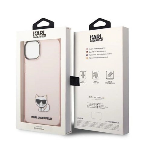Etui Karl Lagerfeld Transparent Choupette Body na iPhone 14 Plus / 15 Plus 6,7" - różowe