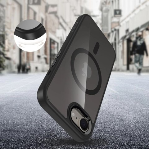 Etui Tech-Protect MagMat MagSafe na iPhone 16e - czarne-przezroczyste