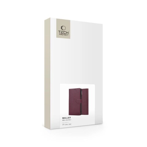 Etui Tech-Protect Wallet na iPhone 16e - bordowy