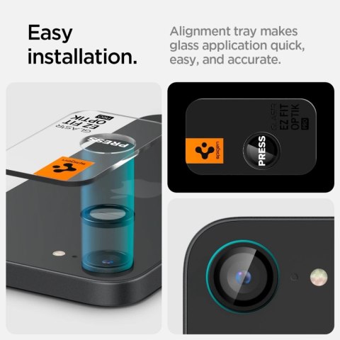 Osłona aparatu Spigen Optik Pro GLAS.TR "Ez Fit" 2-pack na iPhone 16e - czarna