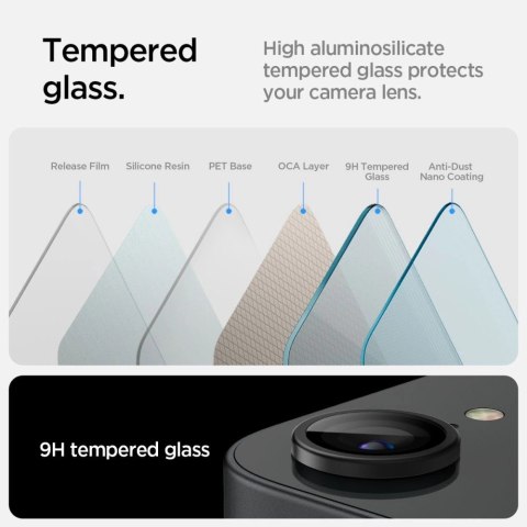 Osłona aparatu Spigen Optik Pro GLAS.TR "Ez Fit" 2-pack na iPhone 16e - czarna