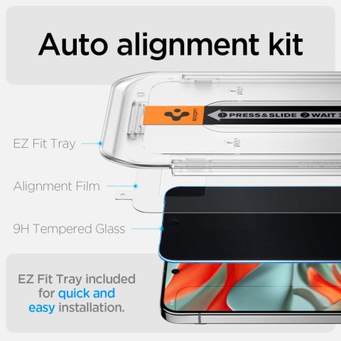 Szkło prywatyzujące Spigen Glas.TR "Ez Fit" Privacy 2-pack na Google Pixel 9 Pro XL Szkło prywatyzujące Spigen Glas.TR "Ez Fit" Privacy 2-pack na Google Pixel 9 Pro XL
