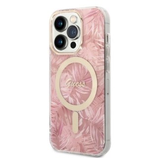 Zestaw Guess etui MagSafe + ładowarka do iPhone 14 Pro 6,1" - różowy