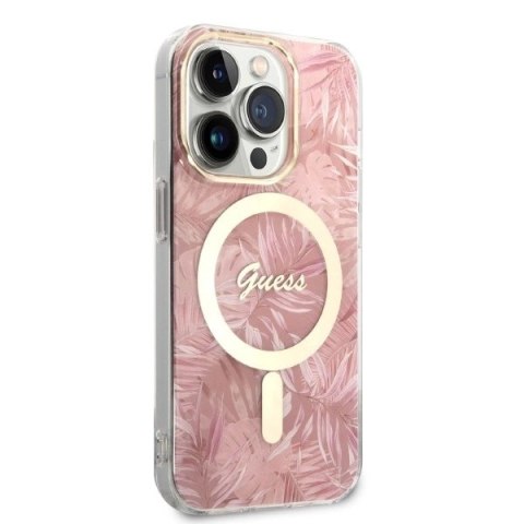 Zestaw Guess etui MagSafe + ładowarka do iPhone 14 Pro 6,1" - różowy Zestaw Guess etui MagSafe + ładowarka do iPhone 14 Pro 6,1" - różowy