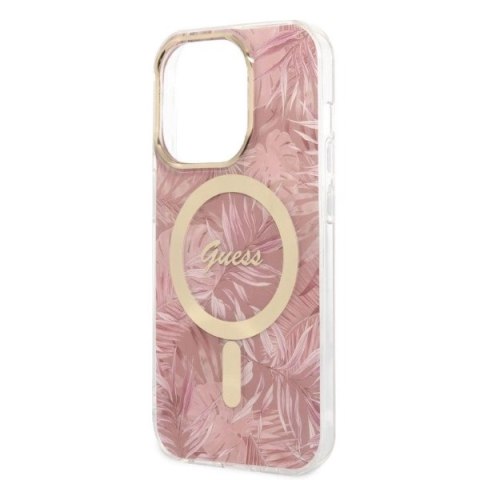Zestaw Guess etui MagSafe + ładowarka do iPhone 14 Pro 6,1" - różowy Zestaw Guess etui MagSafe + ładowarka do iPhone 14 Pro 6,1" - różowy