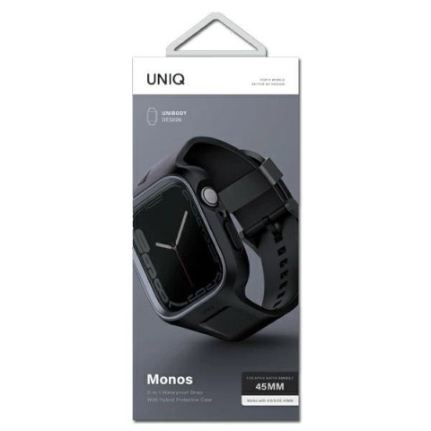 Zestaw UNIQ Monos 2 w 1 pasek + etui na Apple Watch 45 / 44 mm - czarny Zestaw UNIQ Monos 2 w 1 pasek + etui na Apple Watch 45 / 44 mm - czarny