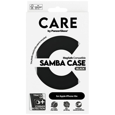 Etui CARE by PanzerGlass Fashion MagSafe na iPhone 16e - czarne Etui CARE by PanzerGlass Fashion MagSafe na iPhone 16e - czarne