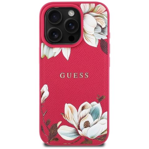 Etui Guess Grained Printed Flower Pattern MagSafe do iPhone 16 Pro Max fuksja Etui Guess Grained Printed Flower Pattern MagSafe do iPhone 16 Pro Max fuksja