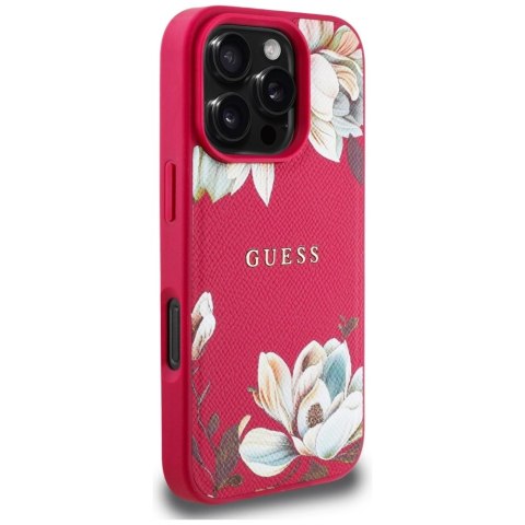 Etui Guess Grained Printed Flower Pattern MagSafe do iPhone 16 Pro Max fuksja Etui Guess Grained Printed Flower Pattern MagSafe do iPhone 16 Pro Max fuksja