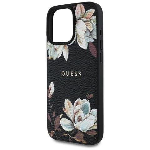 Etui Guess Grained Printed Flower Pattern MagSafe do iPhone 16 Pro czarny Etui Guess Grained Printed Flower Pattern MagSafe do iPhone 16 Pro czarny