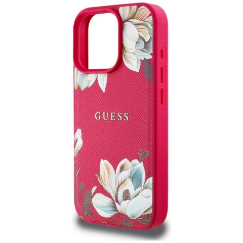 Etui Guess Grained Printed Flower Pattern MagSafe do iPhone 16 Pro fuksja Etui Guess Grained Printed Flower Pattern MagSafe do iPhone 16 Pro fuksja