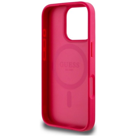 Etui Guess Grained Printed Flower Pattern MagSafe do iPhone 16 Pro fuksja Etui Guess Grained Printed Flower Pattern MagSafe do iPhone 16 Pro fuksja