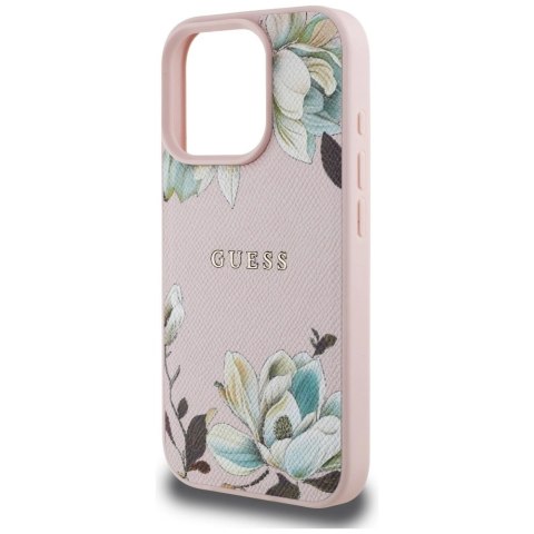 Etui Guess Grained Printed Flower Pattern MagSafe do iPhone 16 Pro różowy Etui Guess Grained Printed Flower Pattern MagSafe do iPhone 16 Pro różowy