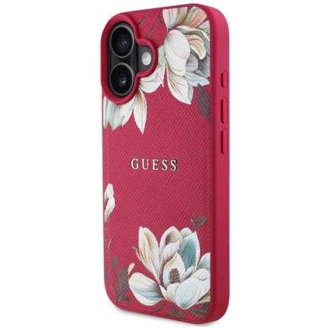 Etui Guess Grained Printed Flower Pattern MagSafe do iPhone 16 fuksja Etui Guess Grained Printed Flower Pattern MagSafe do iPhone 16 fuksja