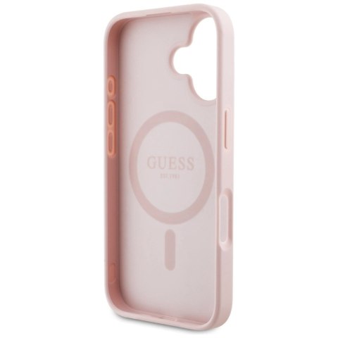 Etui Guess Grained Printed Flower Pattern MagSafe do iPhone 16 różowy Etui Guess Grained Printed Flower Pattern MagSafe do iPhone 16 różowy
