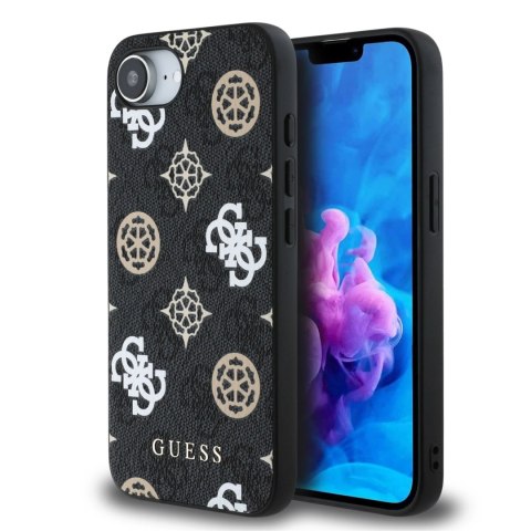 Etui Guess PU 4G Peony z MagSafe na iPhone 16e - czarne Etui Guess PU 4G Peony z MagSafe na iPhone 16e - czarne