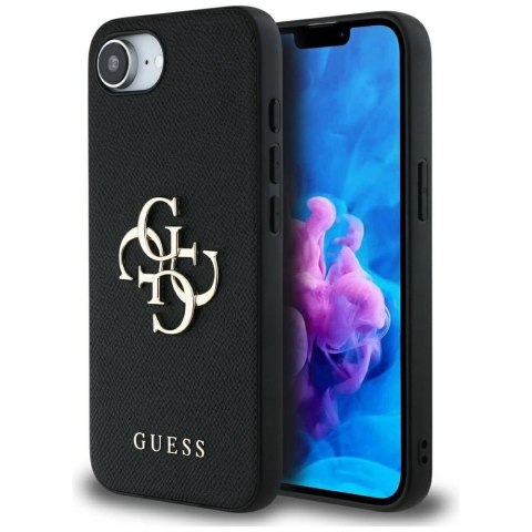 Etui Guess PU Grained 4G Metal Logo na iPhone 16e - czarne Etui Guess PU Grained 4G Metal Logo na iPhone 16e - czarne