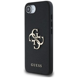 Etui Guess PU Grained 4G Metal Logo na iPhone 16e - czarne