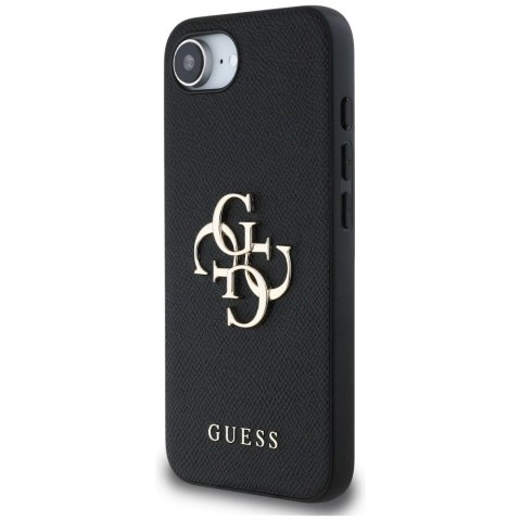 Etui Guess PU Grained 4G Metal Logo na iPhone 16e - czarne Etui Guess PU Grained 4G Metal Logo na iPhone 16e - czarne