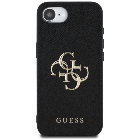 Etui Guess PU Grained 4G Metal Logo na iPhone 16e - czarne Etui Guess PU Grained 4G Metal Logo na iPhone 16e - czarne