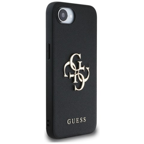 Etui Guess PU Grained 4G Metal Logo na iPhone 16e - czarne Etui Guess PU Grained 4G Metal Logo na iPhone 16e - czarne