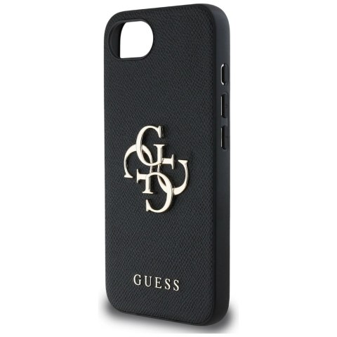 Etui Guess PU Grained 4G Metal Logo na iPhone 16e - czarne Etui Guess PU Grained 4G Metal Logo na iPhone 16e - czarne