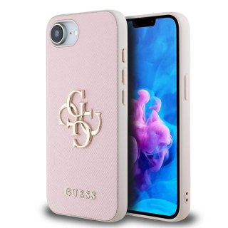 Etui Guess PU Grained 4G Metal Logo na iPhone 16e - różowe