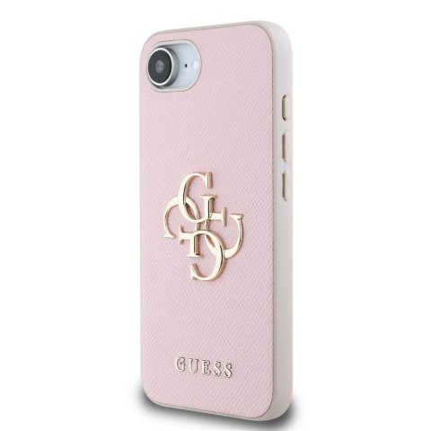 Etui Guess PU Grained 4G Metal Logo na iPhone 16e - różowe Etui Guess PU Grained 4G Metal Logo na iPhone 16e - różowe