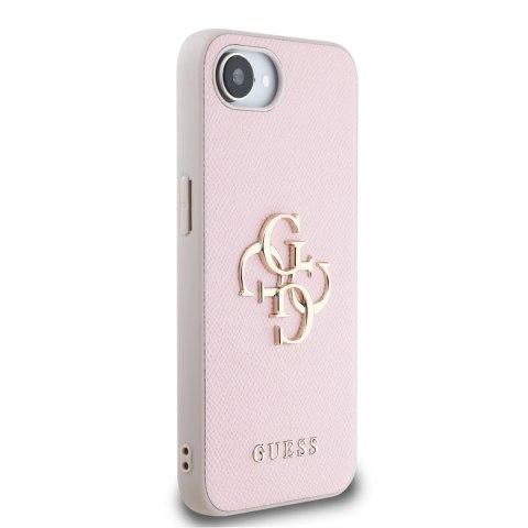 Etui Guess PU Grained 4G Metal Logo na iPhone 16e - różowe Etui Guess PU Grained 4G Metal Logo na iPhone 16e - różowe