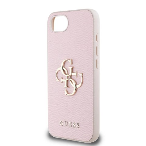 Etui Guess PU Grained 4G Metal Logo na iPhone 16e - różowe Etui Guess PU Grained 4G Metal Logo na iPhone 16e - różowe