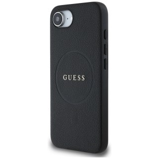 Etui Guess PU Grained Classic Logo z MagSafe na iPhone 16e - czarne