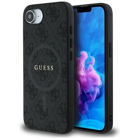 Etui Guess PU Leather 4G Colored Ring z MagSafe na iPhone 16e - czarne Etui Guess PU Leather 4G Colored Ring z MagSafe na iPhone 16e - czarne