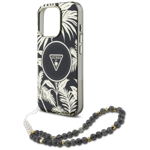 Etui Guess Palm Trees Triangle Pearl Strap MagSafe do iPhone 16 Pro czarny Etui Guess Palm Trees Triangle Pearl Strap MagSafe do iPhone 16 Pro czarny