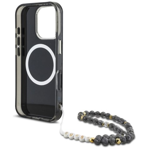 Etui Guess Palm Trees Triangle Pearl Strap MagSafe do iPhone 16 Pro czarny Etui Guess Palm Trees Triangle Pearl Strap MagSafe do iPhone 16 Pro czarny
