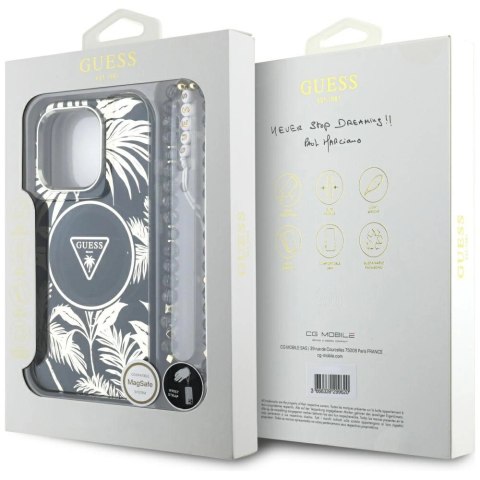 Etui Guess Palm Trees Triangle Pearl Strap MagSafe do iPhone 16 Pro czarny Etui Guess Palm Trees Triangle Pearl Strap MagSafe do iPhone 16 Pro czarny
